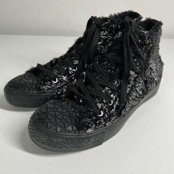 Mono design Black Silver Sequins High Top Lacing winter sneakers size 40EU/9,5US - Picture 4 of 11